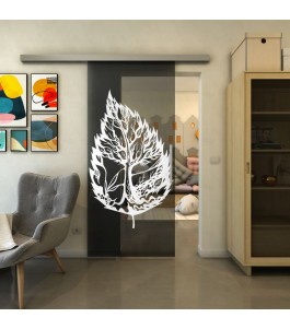 Glasschiebetür SLIM-LINE - Fineprint Model 130 Weiss auf Grauglas