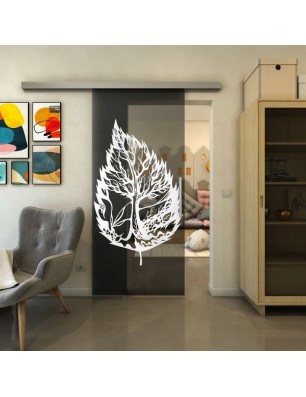 Glasschiebetür SLIM-LINE - Fineprint Model 130 Weiss auf Grauglas