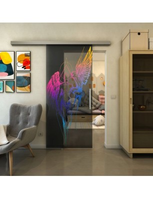 Glasschiebetür SLIM-LINE - Fineprint Model 131 Verlauf auf Grauglas