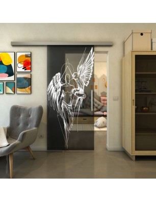 Glasschiebetür SLIM-LINE - Fineprint Model 131 Weiss auf Grauglas