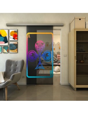Glasschiebetür SLIM-LINE - Fineprint Model 135 Verlauf auf Grauglas