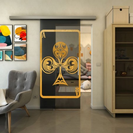 Glasschiebetür SLIM-LINE - Fineprint Model 135 Gold auf Grauglas