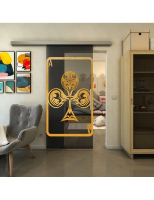 Glasschiebetür SLIM-LINE - Fineprint Model 135 Gold auf Grauglas