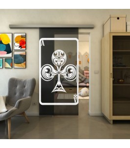 Glasschiebetür SLIM-LINE - Fineprint Model 135 Weiss auf Grauglas