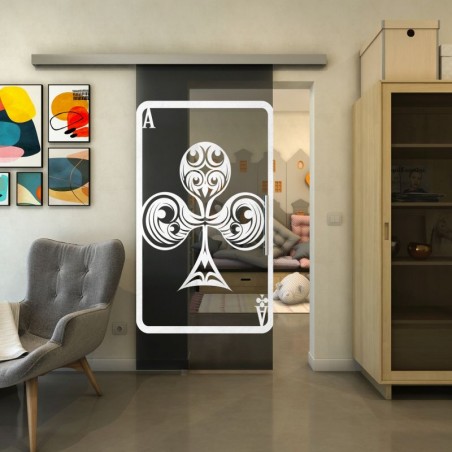 Glasschiebetür SLIM-LINE - Fineprint Model 135 Weiss auf Grauglas