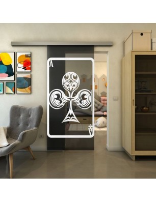 Glasschiebetür SLIM-LINE - Fineprint Model 135 Weiss auf Grauglas