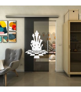 Glasschiebetür SLIM-LINE - Fineprint Model 136 Weiss auf Grauglas