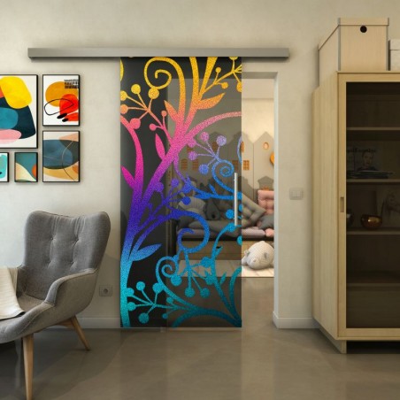 Glasschiebetür SLIM-LINE - Fineprint Model 146 Verlauf auf Grauglas