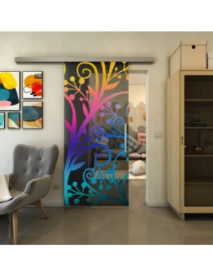Glasschiebetür SLIM-LINE - Fineprint Model 146 Verlauf auf Grauglas
