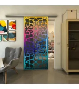 Glasschiebetür SLIM-LINE - Fineprint Model 150 Verlauf auf Grauglas