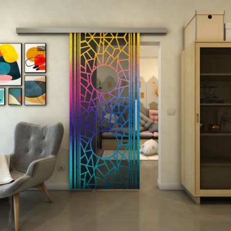 Glasschiebetür SLIM-LINE - Fineprint Model 154 Verlauf auf Grauglas