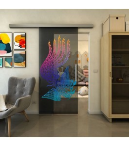 Glasschiebetür SLIM-LINE - Fineprint Model 157 Verlauf auf Grauglas