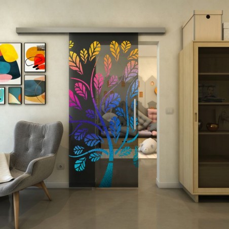 Glasschiebetür SLIM-LINE - Fineprint Model 159 Verlauf auf Grauglas