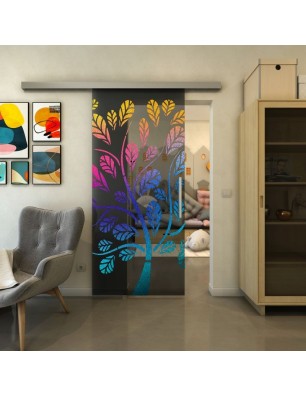 Glasschiebetür SLIM-LINE - Fineprint Model 159 Verlauf auf Grauglas