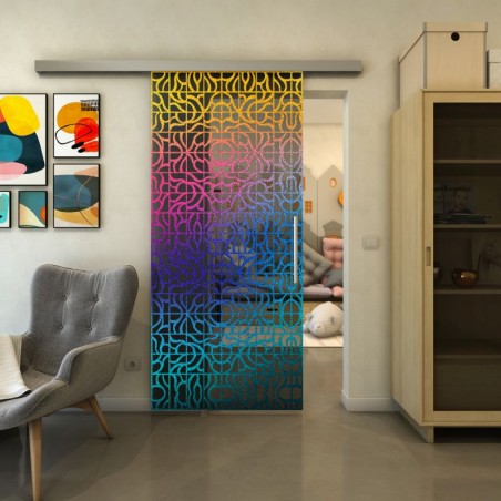 Glasschiebetür SLIM-LINE - Fineprint Model 161 Verlauf auf Grauglas