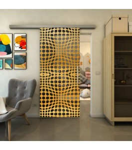 Glasschiebetür SLIM-LINE - Fineprint Model 162 Gold auf Grauglas