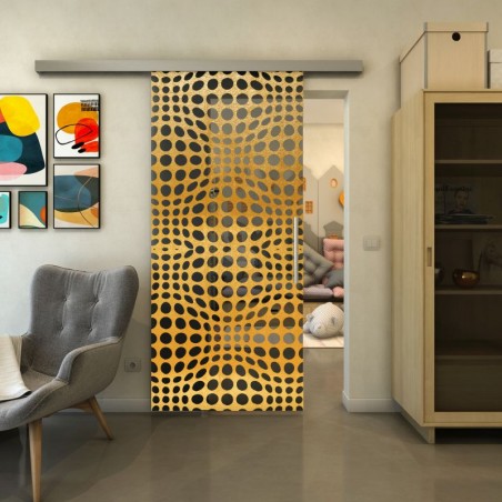 Glasschiebetür SLIM-LINE - Fineprint Model 162 Gold auf Grauglas