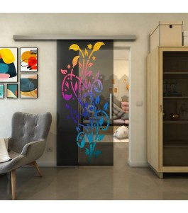 Glasschiebetür SLIM-LINE - Fineprint Model 166 Verlauf auf Grauglas