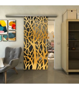 Glasschiebetür SLIM-LINE - Fineprint Model 167 Gold auf Grauglas