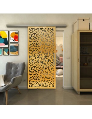 Glasschiebetür SLIM-LINE - Fineprint Model 168 Gold auf Grauglas