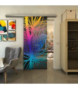 Glasschiebetür SLIM-LINE - Fineprint Model 169 Verlauf auf Grauglas