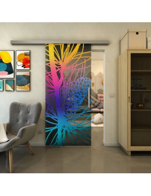 Glasschiebetür SLIM-LINE - Fineprint Model 169 Verlauf auf Grauglas