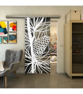 Glasschiebetür SLIM-LINE - Fineprint Model 169 Weiss auf Grauglas
