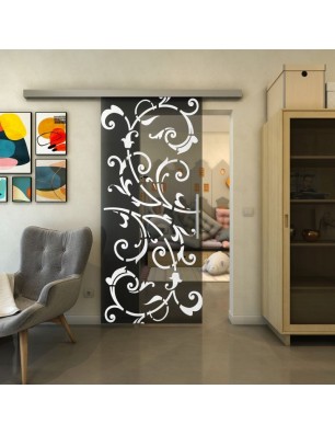 Glasschiebetür SLIM-LINE - Fineprint Model 171 Weiss auf Grauglas