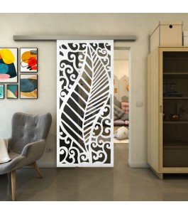 Glasschiebetür SLIM-LINE - Fineprint Model 173 Weiss auf Grauglas