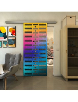 Glasschiebetür SLIM-LINE - Fineprint Model 174 Verlauf auf Grauglas