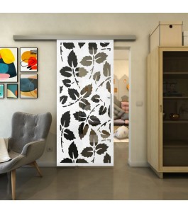 Glasschiebetür SLIM-LINE - Fineprint Model 175 Weiss auf Grauglas