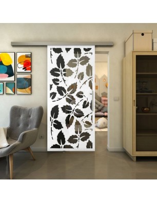 Glasschiebetür SLIM-LINE - Fineprint Model 175 Weiss auf Grauglas