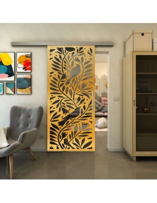 Glasschiebetür SLIM-LINE - Fineprint Model 177 Gold auf Grauglas