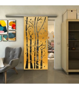 Glasschiebetür SLIM-LINE - Fineprint Model 182 Gold auf Grauglas