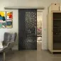Glasschiebetür SLIM-LINE - Fineprint Modell 188 Schwarz auf Grauglas