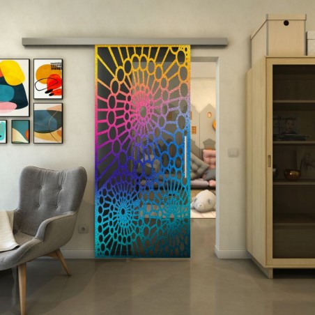 Glasschiebetür SLIM-LINE - Fineprint Model 188 Verlauf auf Grauglas