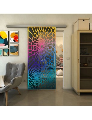 Glasschiebetür SLIM-LINE - Fineprint Model 188 Verlauf auf Grauglas