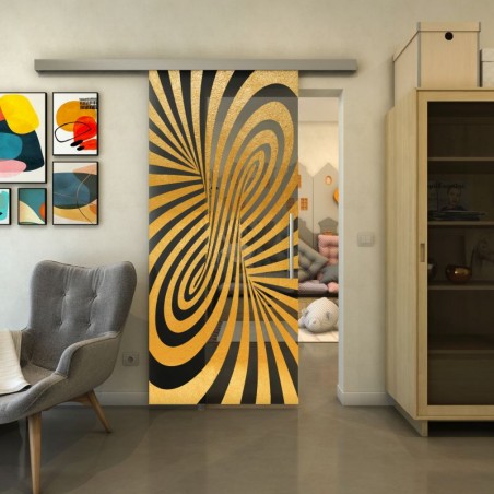 Glasschiebetür SLIM-LINE - Fineprint Model 189 Gold auf Grauglas