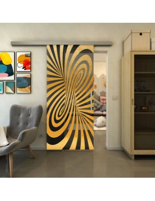 Glasschiebetür SLIM-LINE - Fineprint Model 189 Gold auf Grauglas