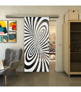 Glasschiebetür SLIM-LINE - Fineprint Model 189 Weiss auf Grauglas