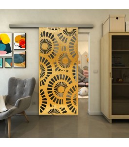 Glasschiebetür SLIM-LINE - Fineprint Model 191 Gold auf Grauglas