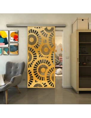 Glasschiebetür SLIM-LINE - Fineprint Model 191 Gold auf Grauglas