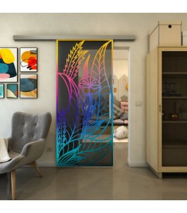 Glasschiebetür SLIM-LINE - Fineprint Model 195 Verlauf auf Grauglas