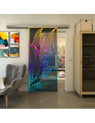 Glasschiebetür SLIM-LINE - Fineprint Model 195 Verlauf auf Grauglas