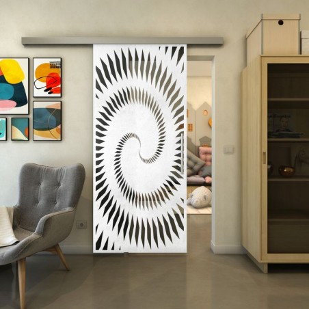 Glasschiebetür SLIM-LINE - Fineprint Model 197 Weiss auf Grauglas