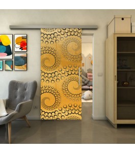Glasschiebetür SLIM-LINE - Fineprint Model 198 Gold auf Grauglas