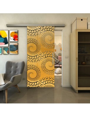 Glasschiebetür SLIM-LINE - Fineprint Model 198 Gold auf Grauglas