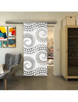 Glasschiebetür SLIM-LINE - Fineprint Model 198 Weiss auf Grauglas