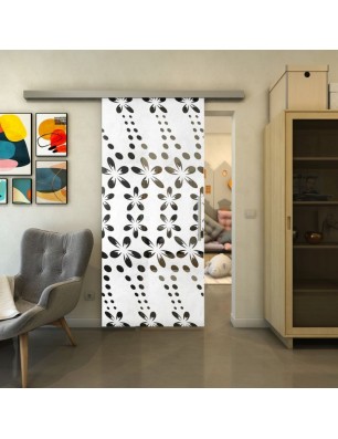Glasschiebetür SLIM-LINE - Fineprint Model 203 Weiss auf Grauglas