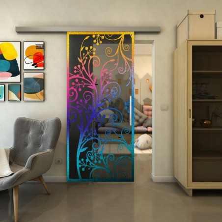 Glasschiebetür SLIM-LINE - Fineprint Model 204 Verlauf auf Grauglas